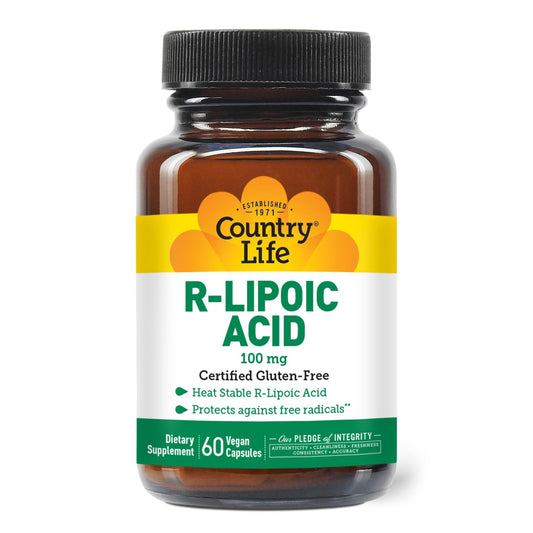 Front view of Country Life R-Alpha Lipoic Acid Complex 300mg bottle