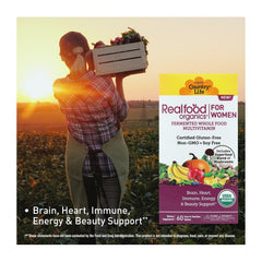 Back label of Country Life Realfood Organics Womens Multivitamin bottle