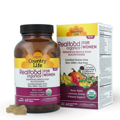 Close view of bottle with cap for Country Life Realfood Organics Womens Multivitamin