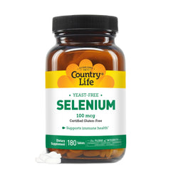 Country Life Selenium bottle label showing 100 mcg per tablet