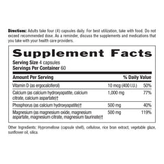 Back label with nutrition facts for Country Life Target-Mins Calcium Magnesium with Vitamin D
