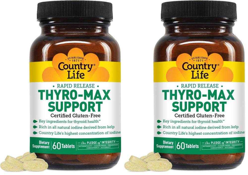 Front view of Country Life Thyro-Max Support bottle