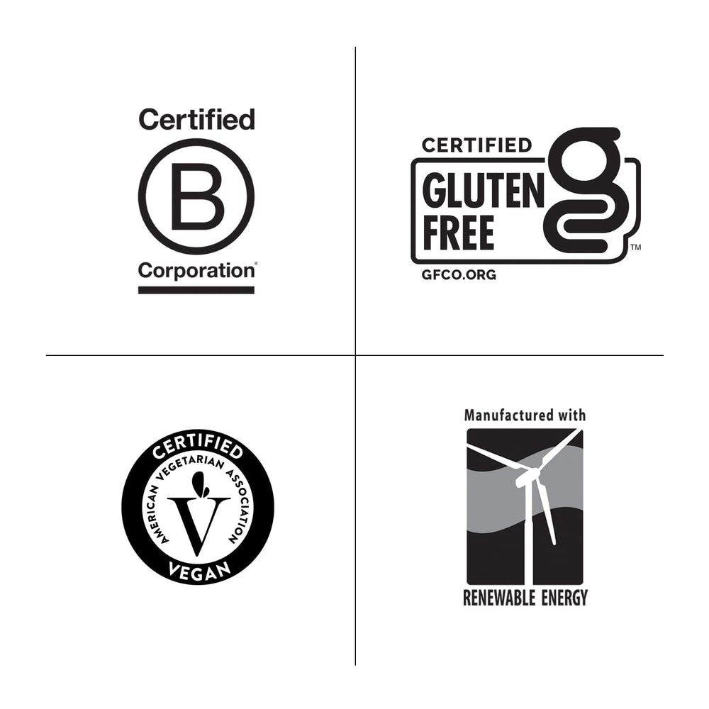 Packaging showing vegan and gluten-free certification icons