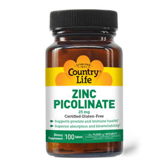 Bottle of Country Life Zinc Picolinate 25 mg