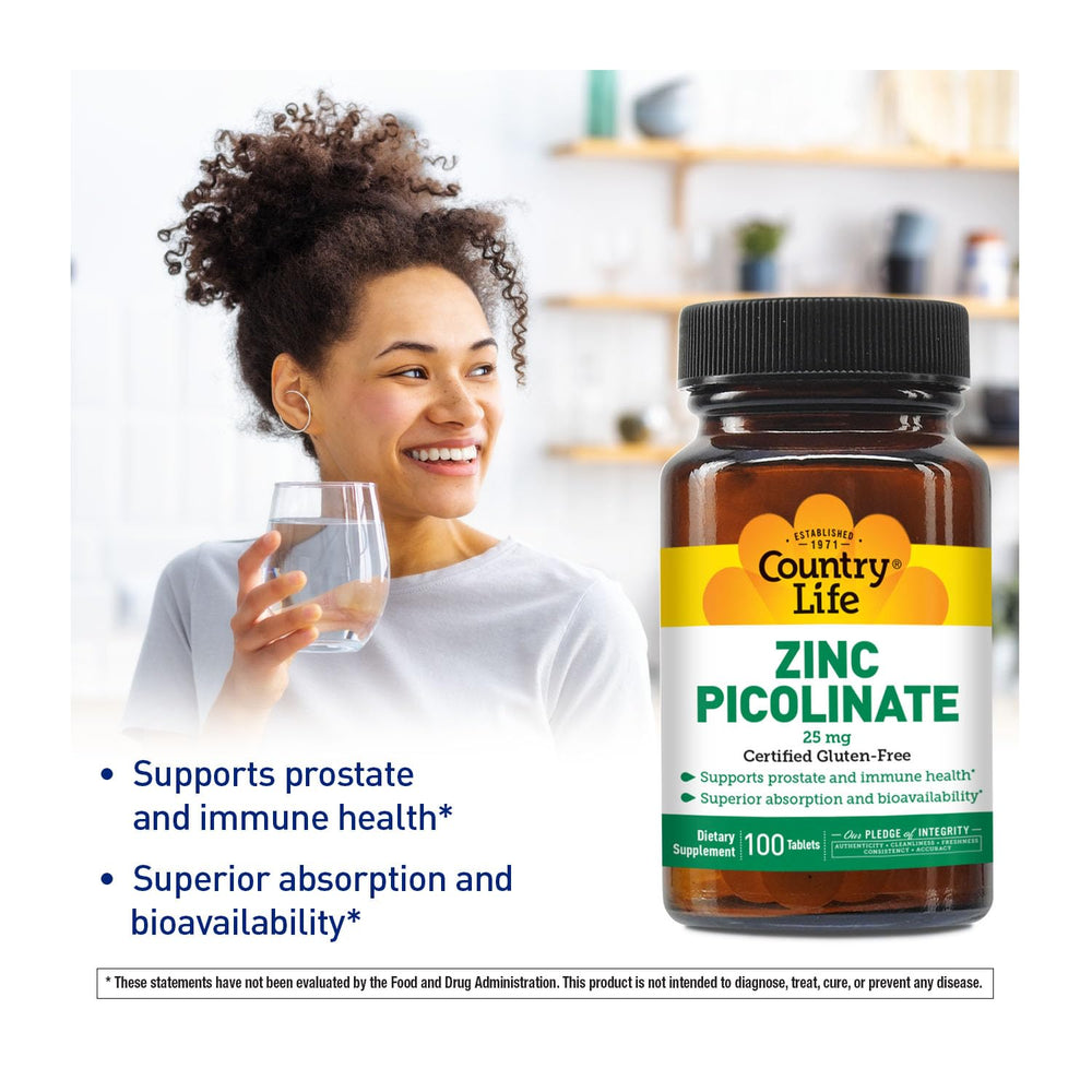 Close-up of zinc picolinate 25 mg label
