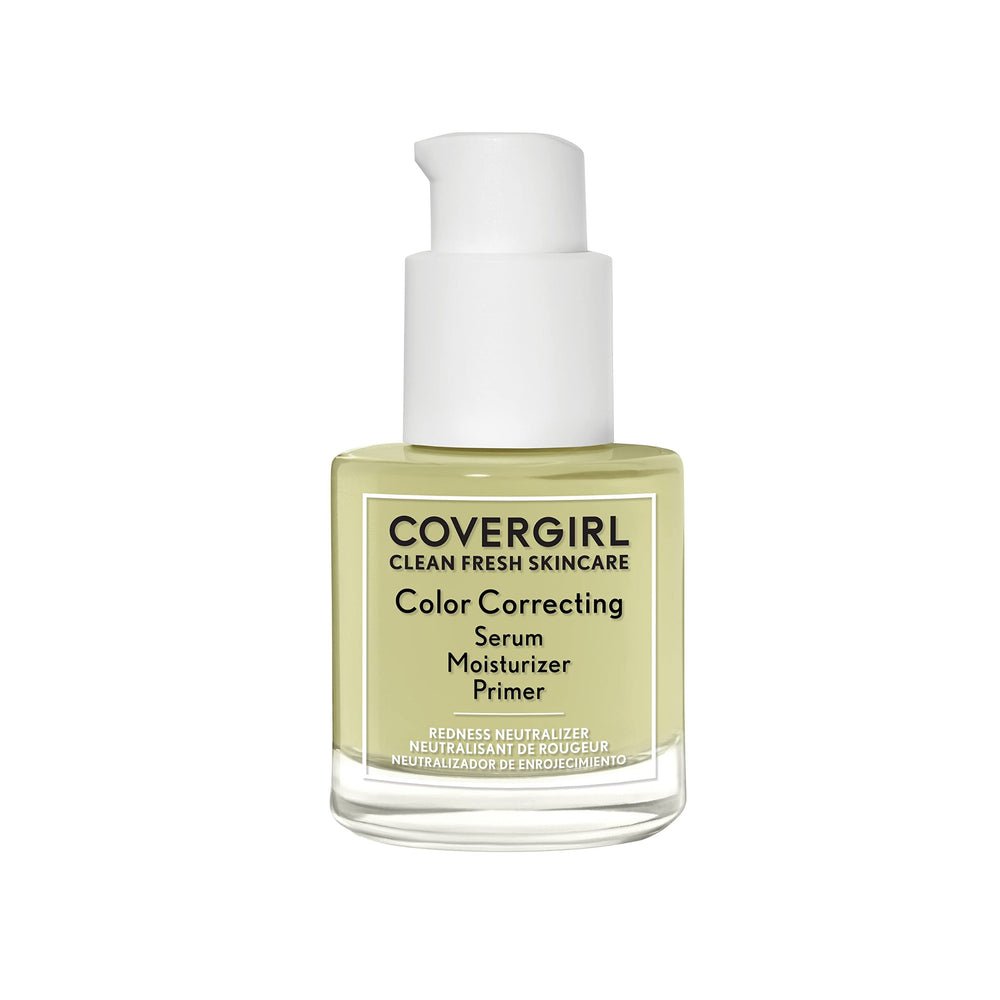 CoverGirl Clean Fresh Color Correcting Serum bottle with pump for easy application and hydration.