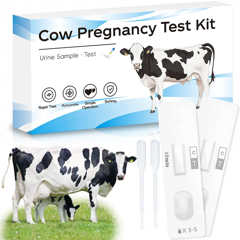 Front view of the 2-pack cow pregnancy test kit
