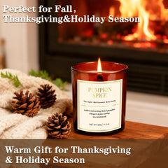 Cozy autumn decor with fall scented candles