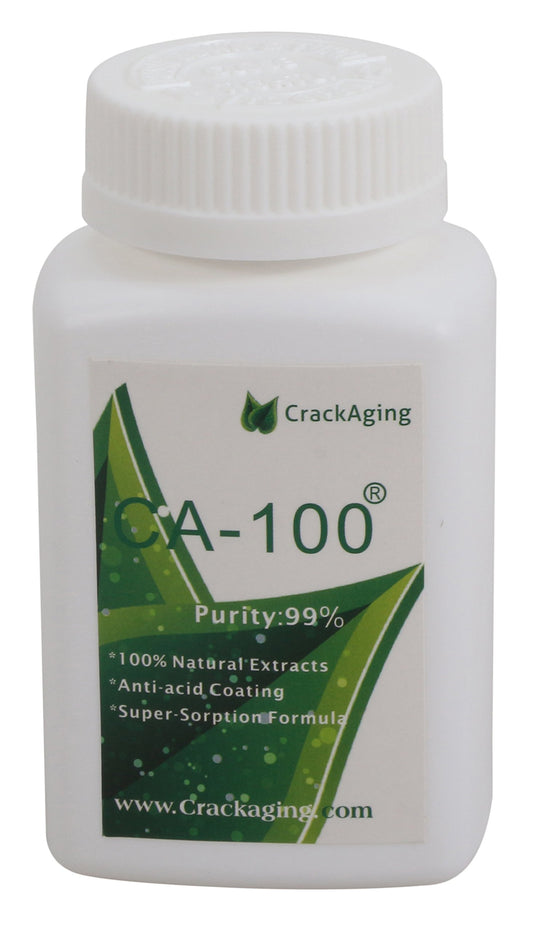 CrackAging CA-100 hero image showing capsules