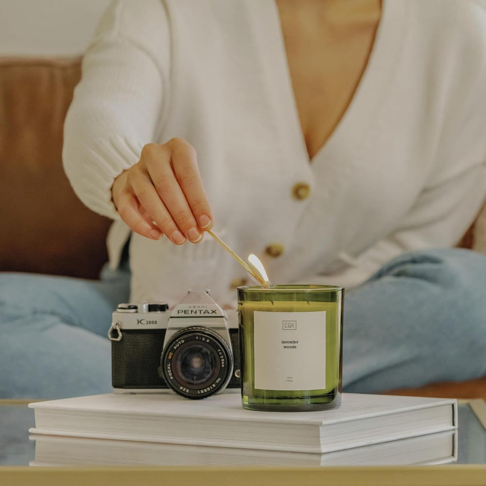 Gift-ready lavender candle in eco-friendly packaging