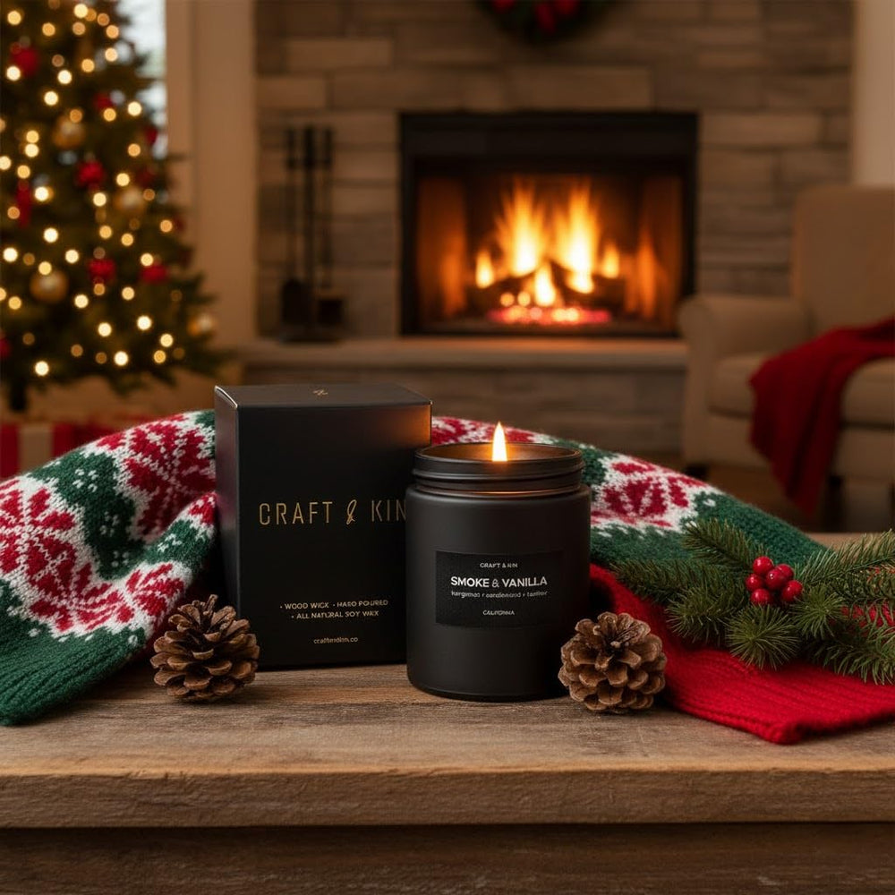 Elegant branded gift box packaging for Craft & Kin candle