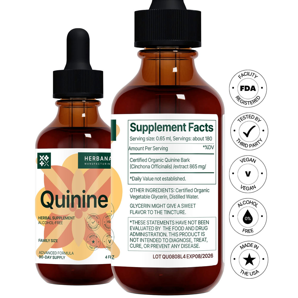 Quinine drops illustrating sleep aid and cramp relief