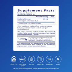 Cranberry NS capsules closeup showing convenient daily dosage.