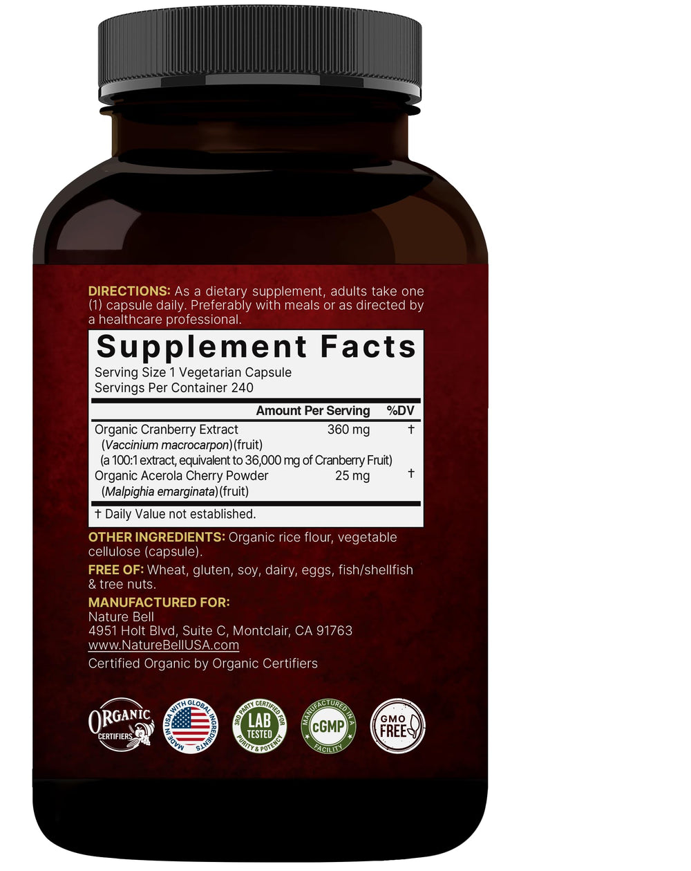 Cranberry pills promoting urinary tract health
