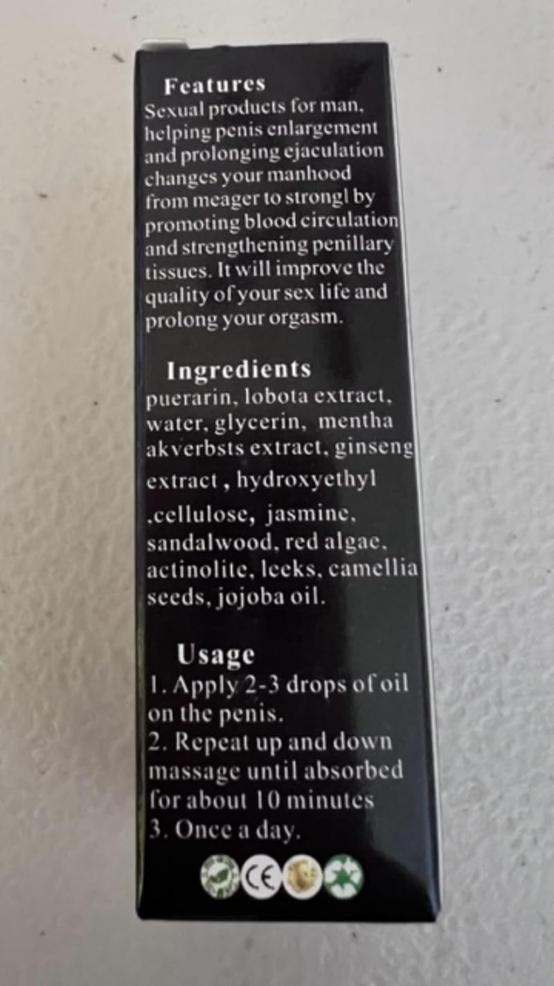 Packaging of Crazylife Men's Massage Oil - Natural Formula 10ml