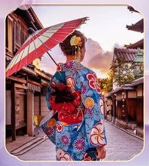 CRB Fashion yukata flower hair-tie worn for secure chic accessory.