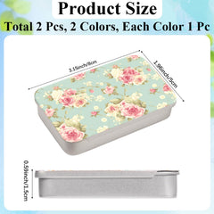 Two floral tinplate floss cases – 2 pack