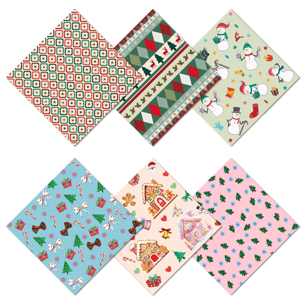CREATCABIN 6-pack Christmas-pattern microfiber cleaning cloths - red snowflake design