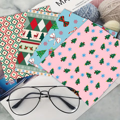 CREATCABIN 6-pack Christmas-pattern microfiber cleaning cloths - green tree design