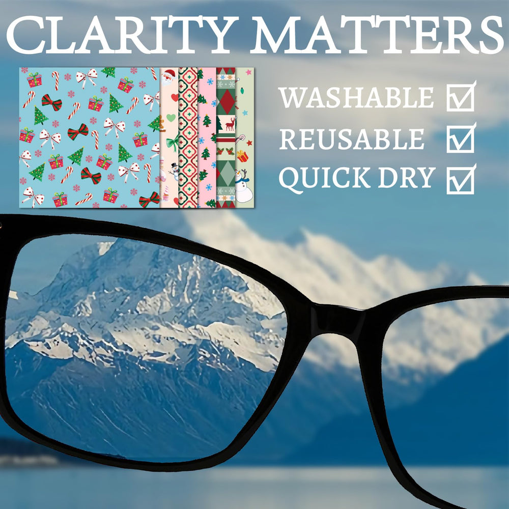 CREATCABIN 6-pack Christmas-pattern microfiber cleaning cloths - multicolor plaid