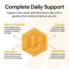 Packaging shows vegan, gluten-free, and non-GMO features for athletes.