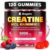 Creatine HCL Gummies bottle – 120 count, vegan sugar-free formula with turmeric and beet root
