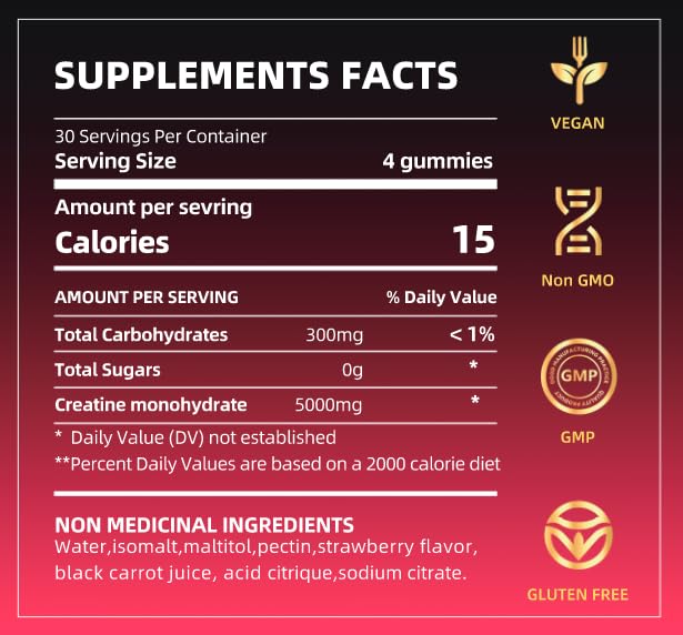 Creatine HCL Gummies Mixed Berry bottle from side