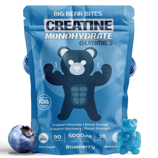 Blueberry flavor Creatine Monohydrate Gummies in 90-count bag