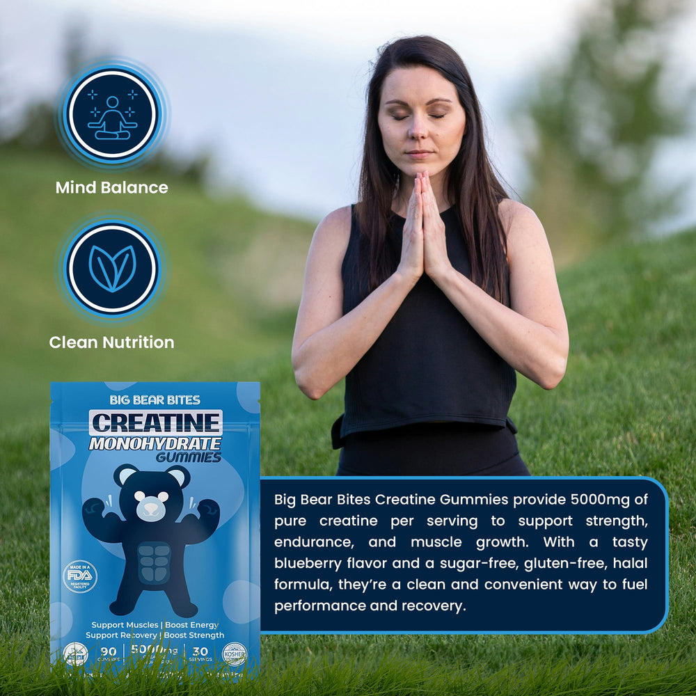 Concept image of muscle growth and performance with creatine gummies
