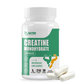 Bottle of Creatine Monohydrate capsules with label