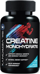 Front view of Creatine Monohydrate Capsules bottle with 120 capsules