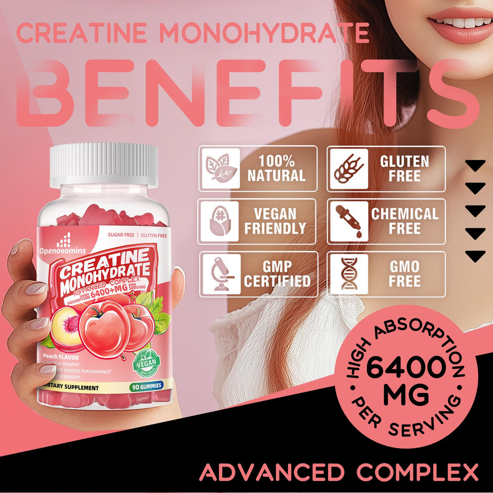 Nutrition facts panel on Creatine Monohydrate Gummies bottle