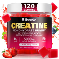Creatine Monohydrate Gummies bottle displaying 120 gummies