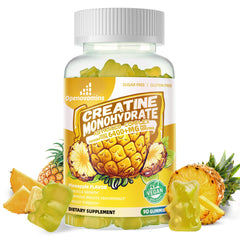 Bottle of Creatine Monohydrate Gummies with pineapple flavor