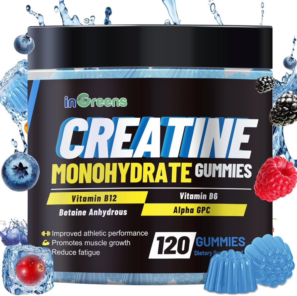 Front view of Creatine Monohydrate Gummies 6g bottle