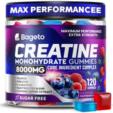 Front view of Creatine Monohydrate Gummies 8000mg bottle with 120 chewables