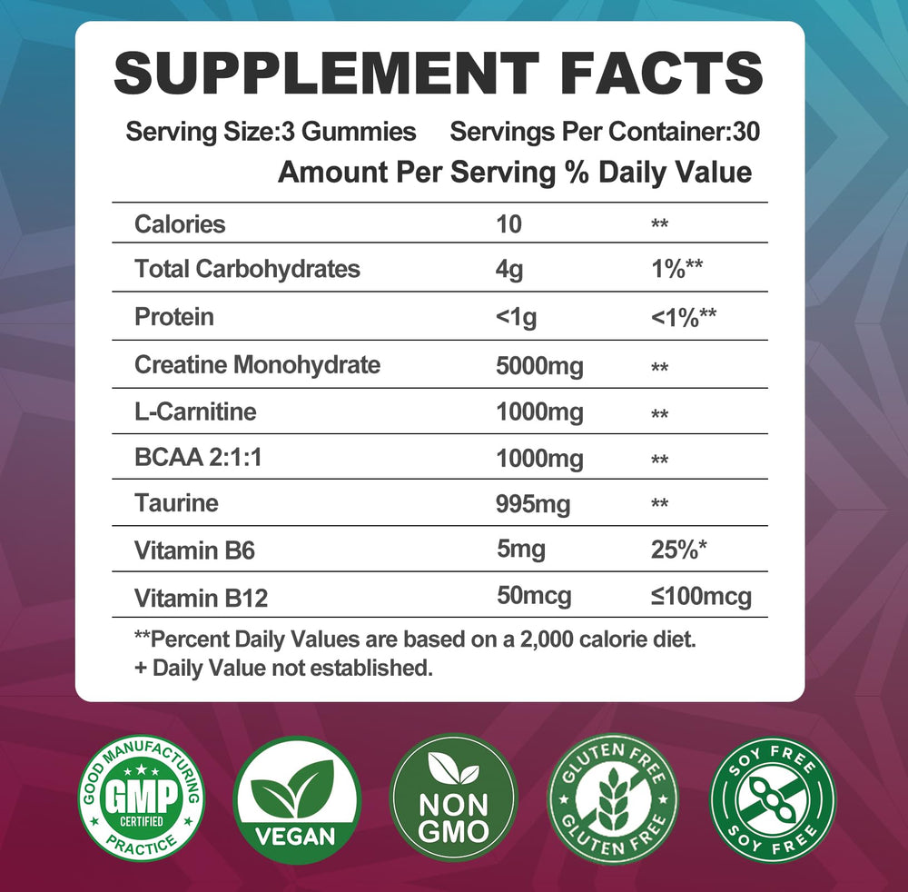 Strawberry-flavored Creatine Monohydrate Gummy close-up