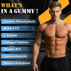 Side view of Creatine Monohydrate Gummies bottle and packaging