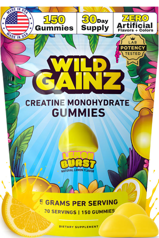 Creatine Monohydrate Gummies Lemon bottle with 150 chews