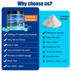 Nutrition facts panel for Creatine Monohydrate Gummies