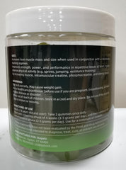 Orange and Green Apple flavor gummies label close-up