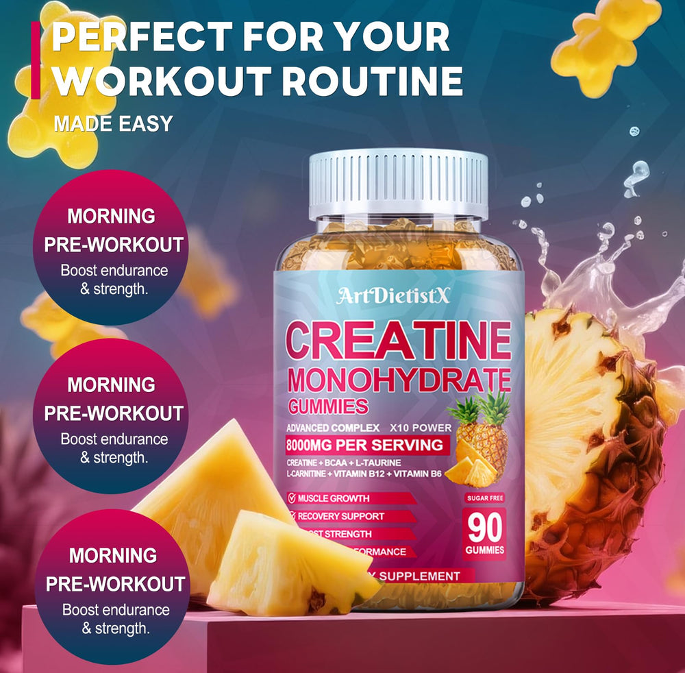 Box packaging of Creatine Monohydrate Gummies Pineapple flavor