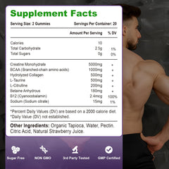 Close-up of 8-in-1 formula ingredients including BCAA and Alpha GPC