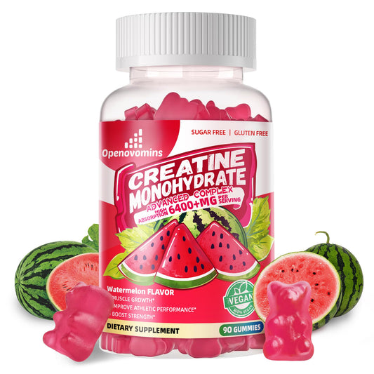 Front view of Creatine Monohydrate Gummies Watermelon bottle