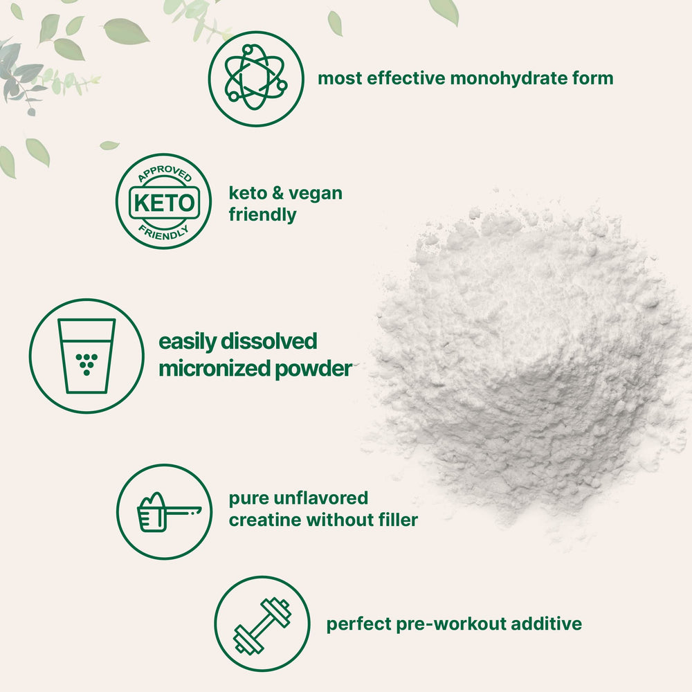 Micronized, unflavored creatine monohydrate powder