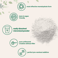 Micronized, unflavored creatine monohydrate powder