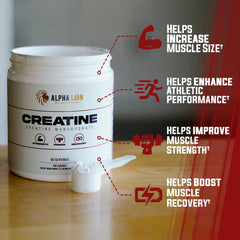 Graphic illustrating muscle strength and power supported by creatine