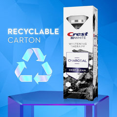 Close-up of charcoal-striped toothpaste tube design