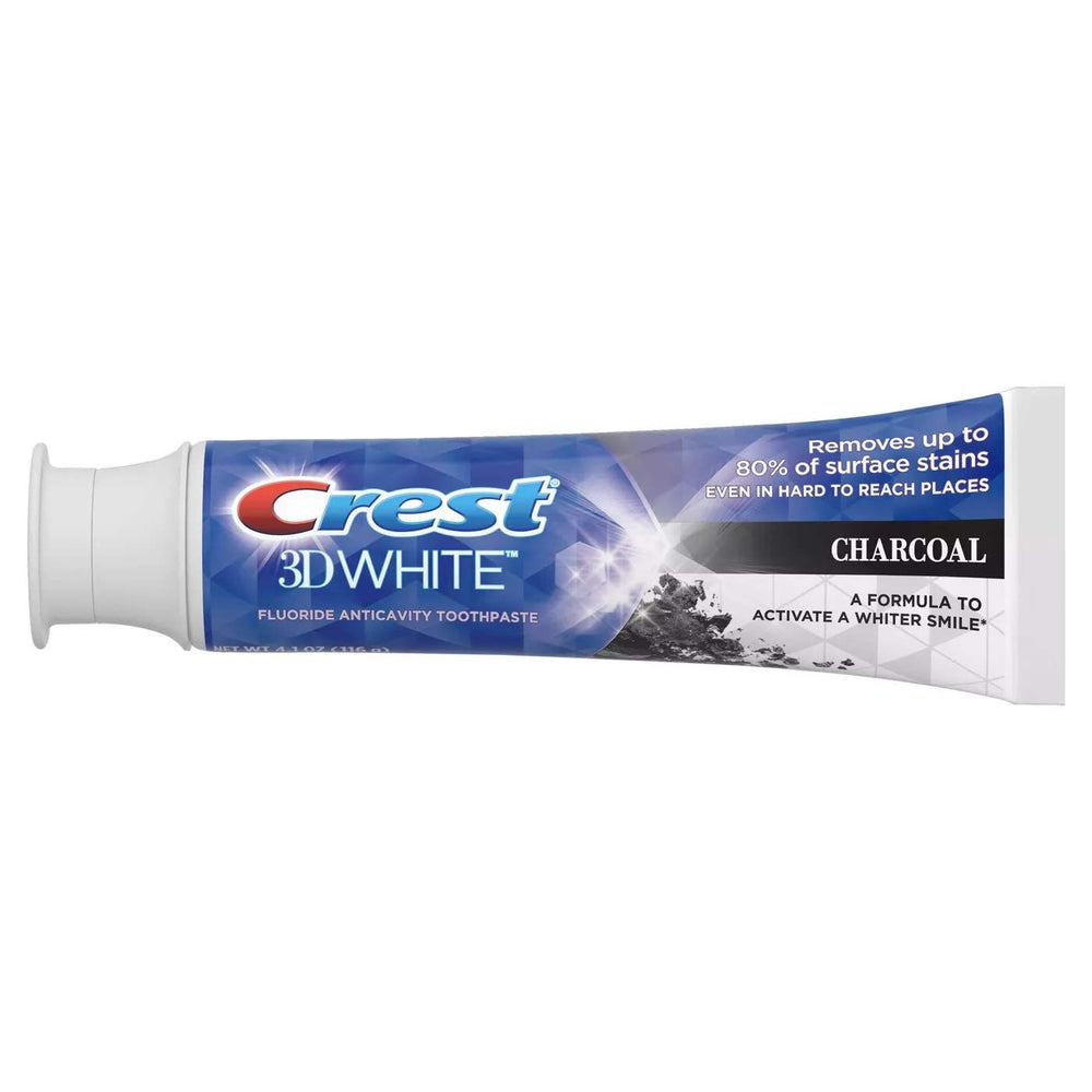 Crest logo and toothpaste packaging close-up