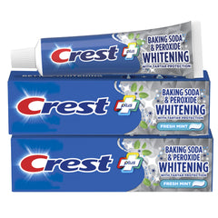 Crest Baking Soda and Peroxide Whitening Toothpaste Fresh Mint 4.2 oz two tubes - front view